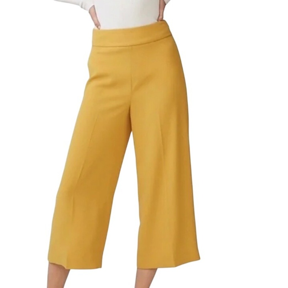 Express Women's Mustard Yellow High Rise Cropped Culottes Wide Leg Pants Size 8P
